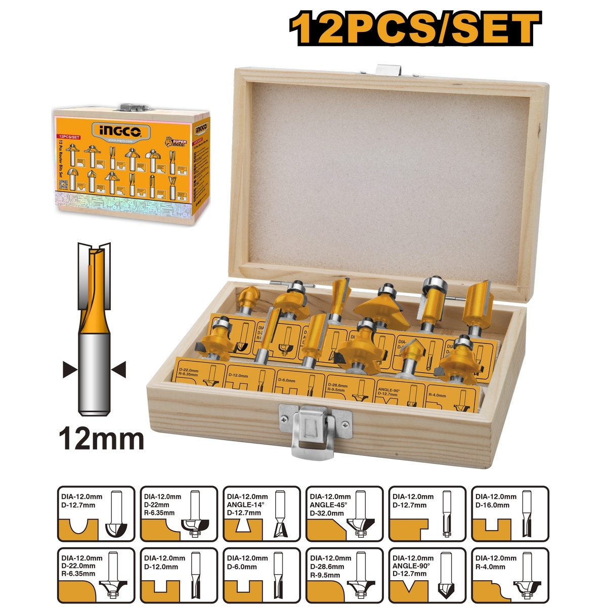 AKRT1221 ดอกเร้าเตอร์ แกน 12มม / 12 ชิ้น
