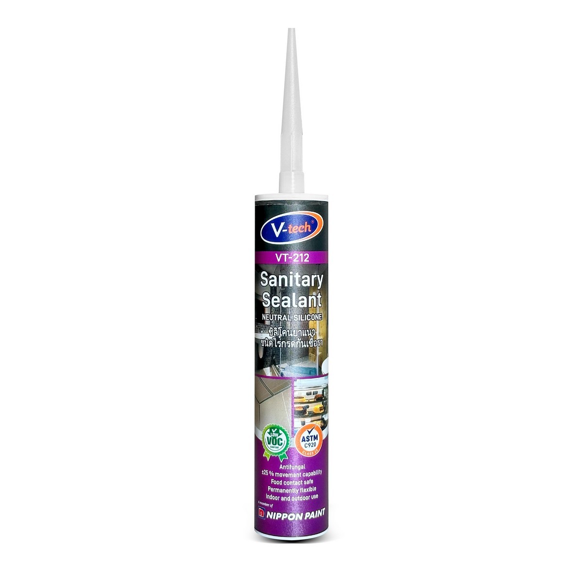 VT-212W ซิลิโคนสีขาว(กันเชื้อรา)ไม่มีกรด