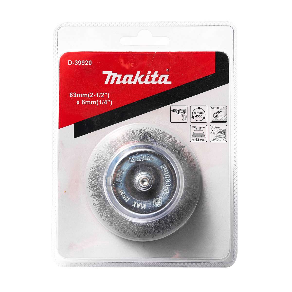 D-39920 แปรงลวดถ้วยมีแกน 63 MM (TT)