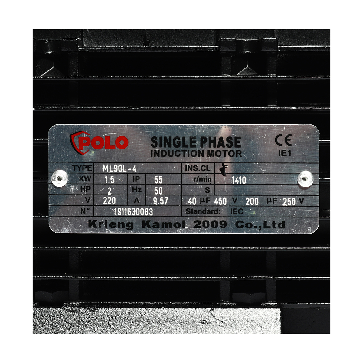 มอเตอร์ ML90L-4 2HP 2สาย 4P 220V