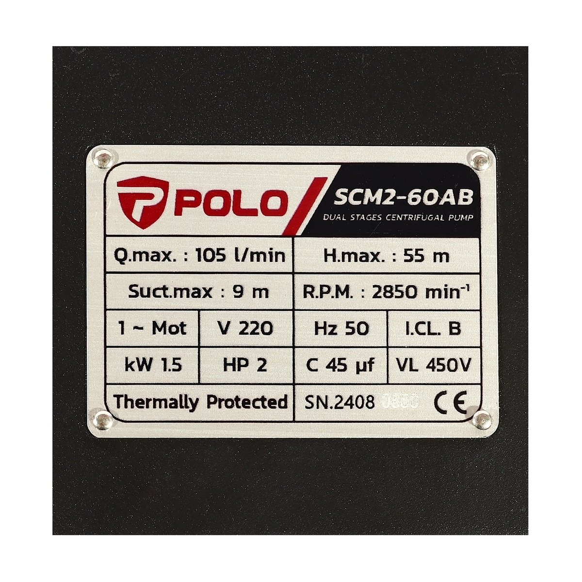 SCM2-60AB ปั๊มน้ำ 2ใบพัด 2 HP1-1/4