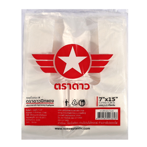 ถุงหูหิ้วหนา ปีกแดง 7 X 15 " 500G