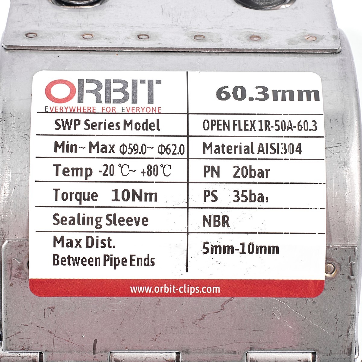 SWP-OPEN-FLEX-1R-060 แคลมป์ซ่อมท่อ60.3MM