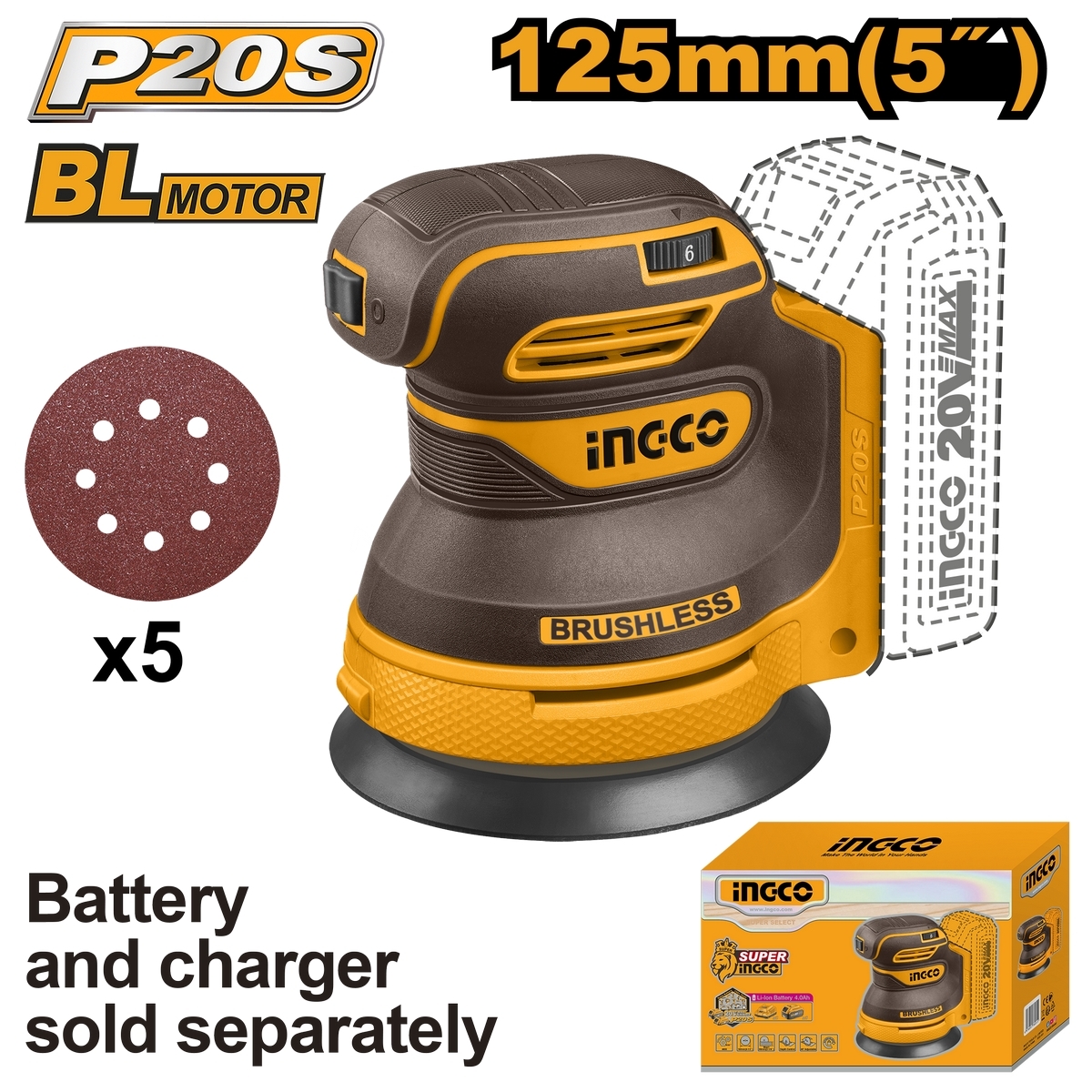 20V ขัดกระดาษทรายกลม 5