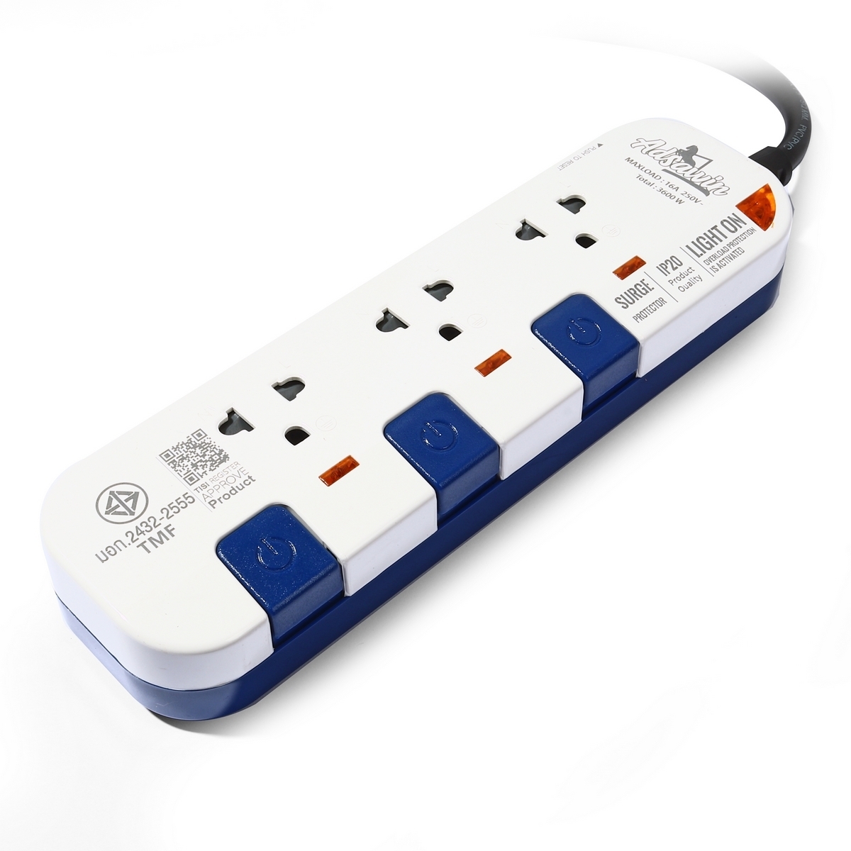 WL3315-3M ปลั๊กไฟ 3ช่อง 3สวิตช์ (WH/NB)