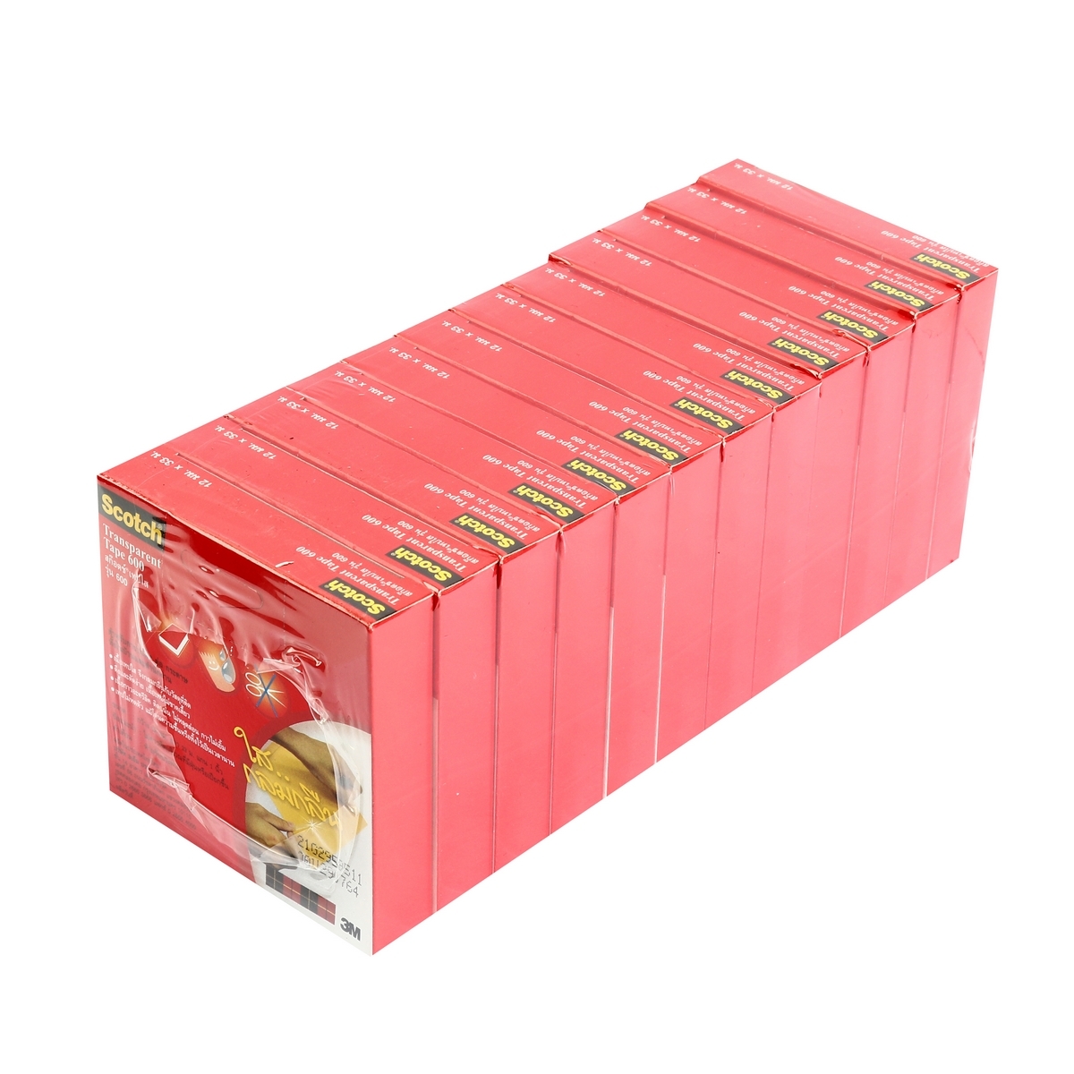 NO.600 เทปใส 12มมX36หลา แกน 1