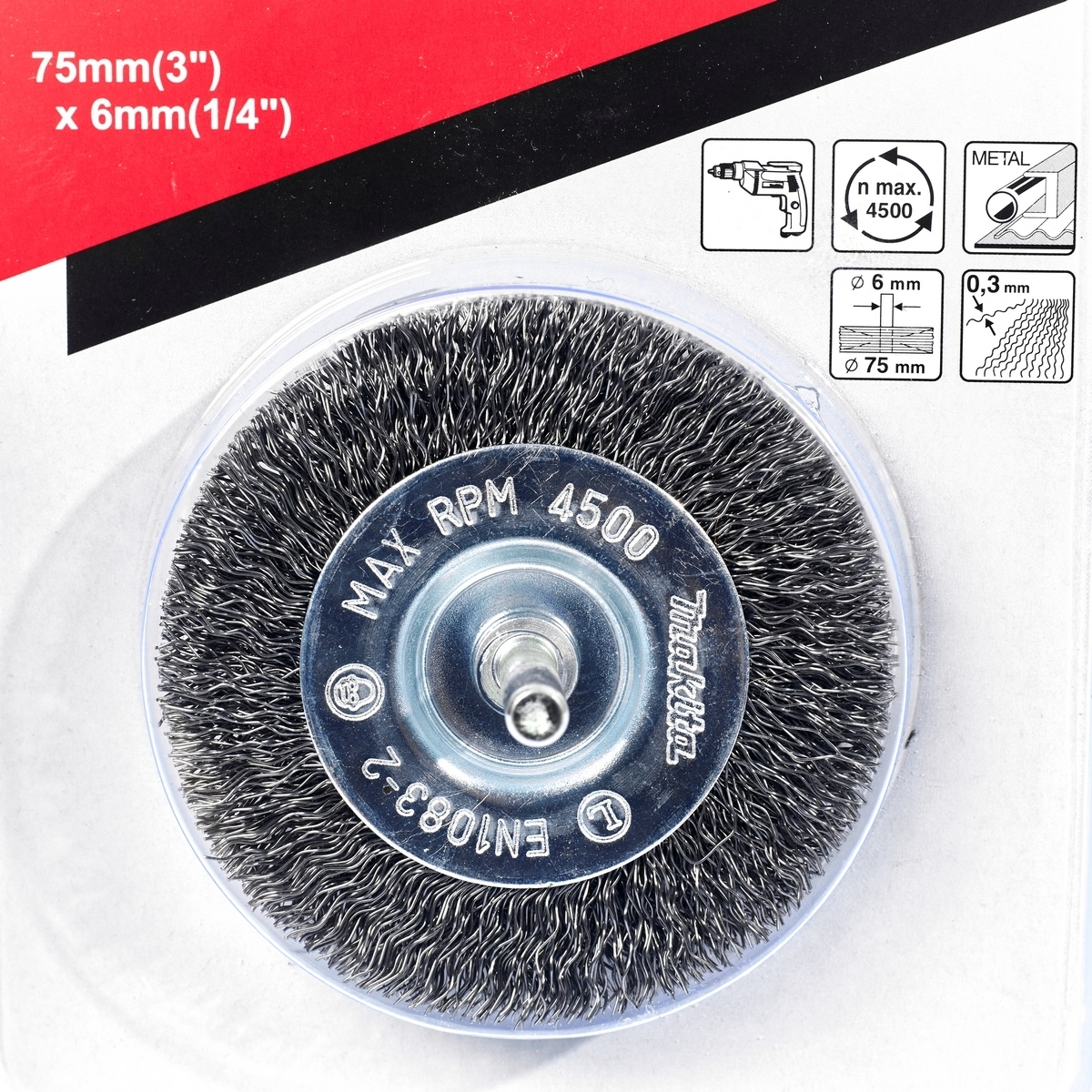 D-39986 แปรงลวดล้อมีแกน 75 MM (TT)