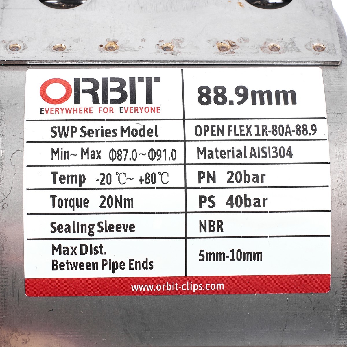 SWP-OPEN-FLEX-1R-088 แคลมป์ซ่อมท่อ88.9MM