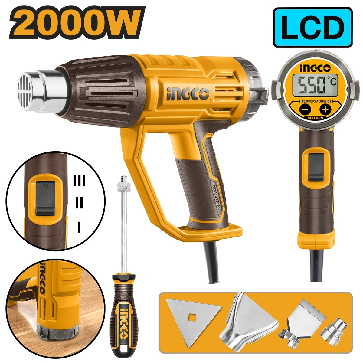 220V ปืนเป่าลมร้อน 2000W-DIGITAL-3ระดับ