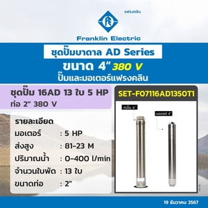 ชุด 16AD13-50 ปั๊ม+มอเตอร์ 380V.