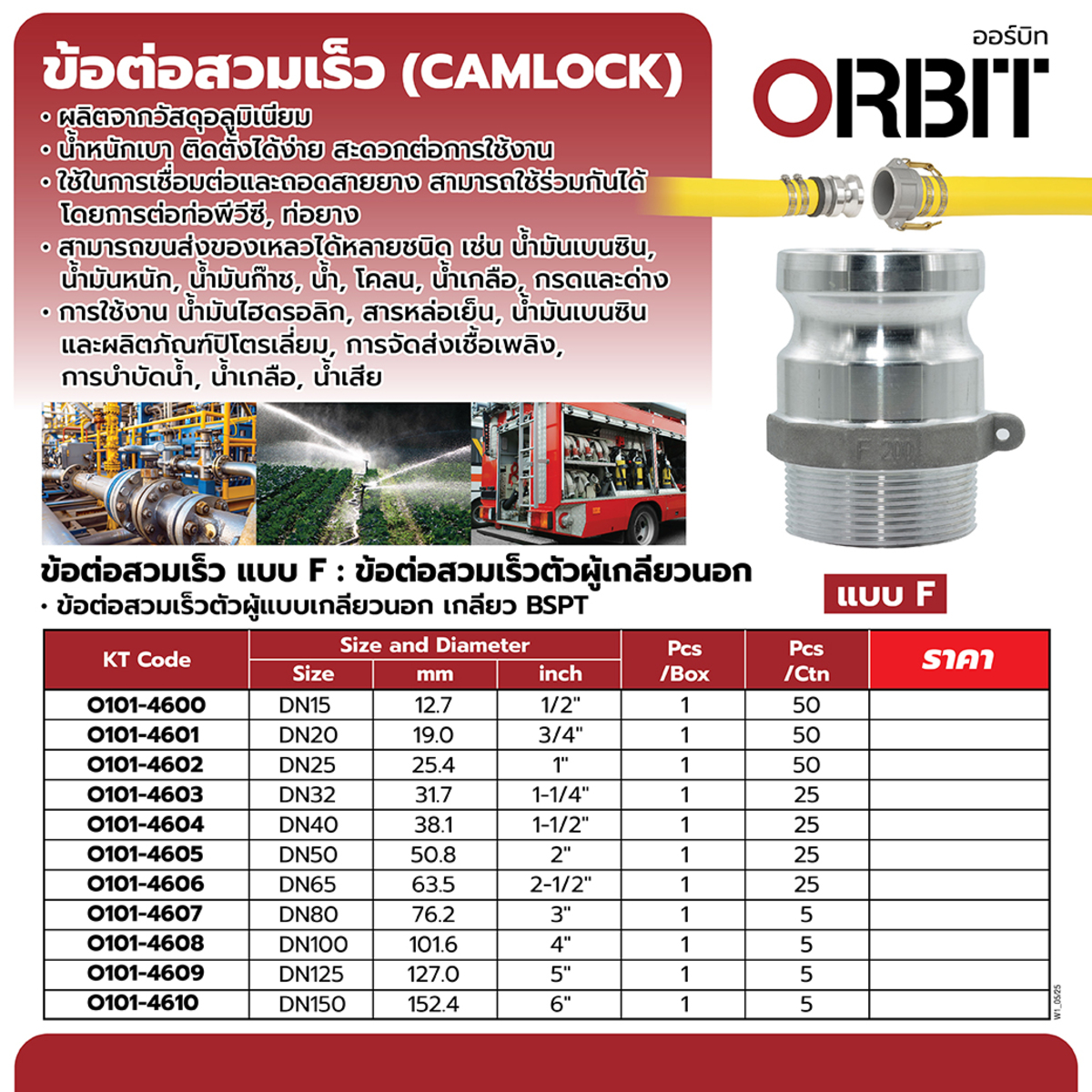 ข้อต่อสวมเร็ว อลูมิเนียม TYPE F 1-1/2