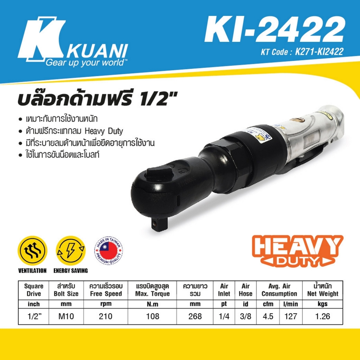 KI-2422 บล๊อกด้ามฟรี 1/2