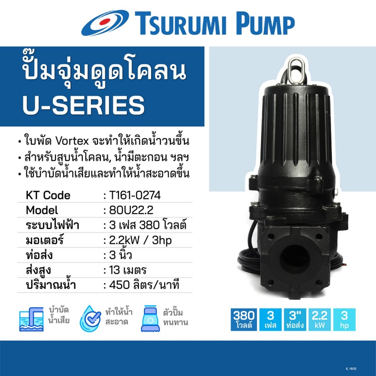 ปั๊มดูดโคลน 80U22.2 3สาย