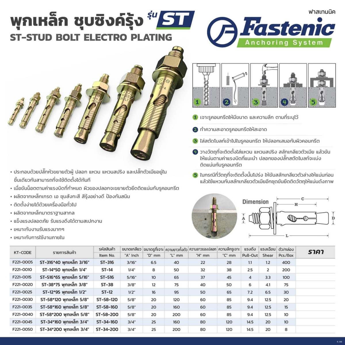 ST-14*50 พุกเหล็ก 1/4