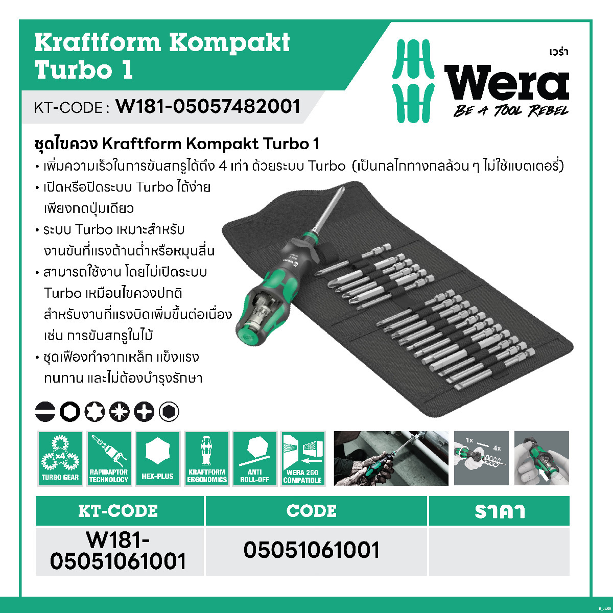 ชุดไขควง KRAFTFORM KOMPAKT TURBO 1