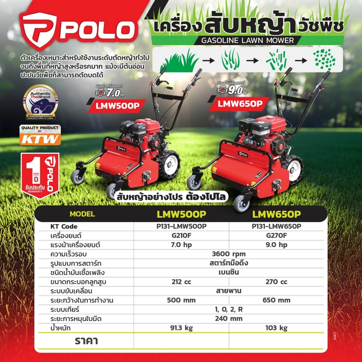 LMW500P เครื่องสับหญ้าวัชพืช 7.0 HP