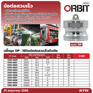 ข้อต่อสวมเร็ว ปลั๊กอุตอลูมิเนียม DP 6"