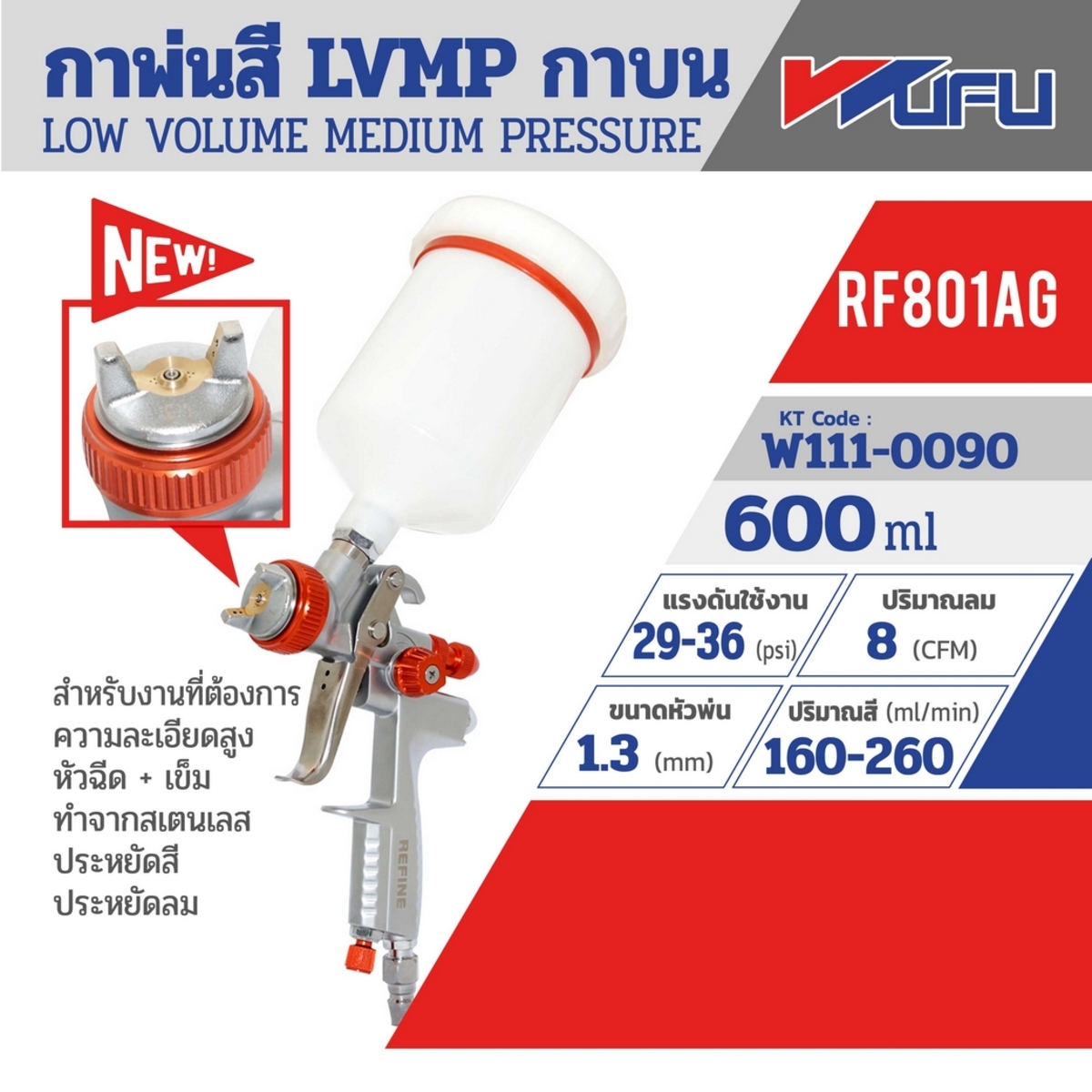 (REFINE) RF-801AG กาพ่นสี LVMP กาบน