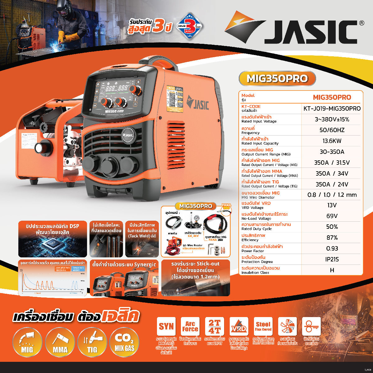 MIG350 PRO เครื่องเชื่อม MIG JASIC