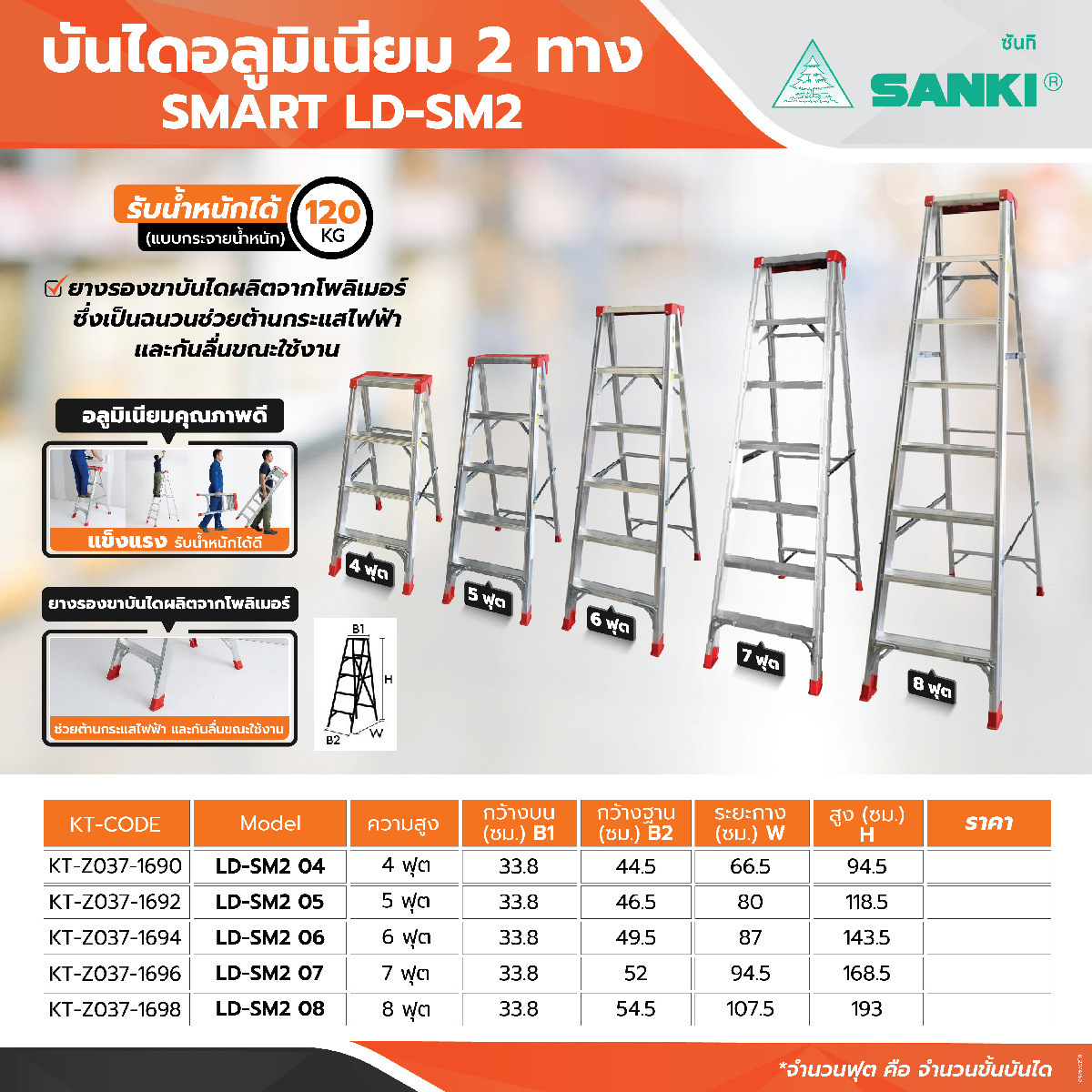 SMART LD-SM2 06 บันไดอลูมิเนียม 2 ทาง