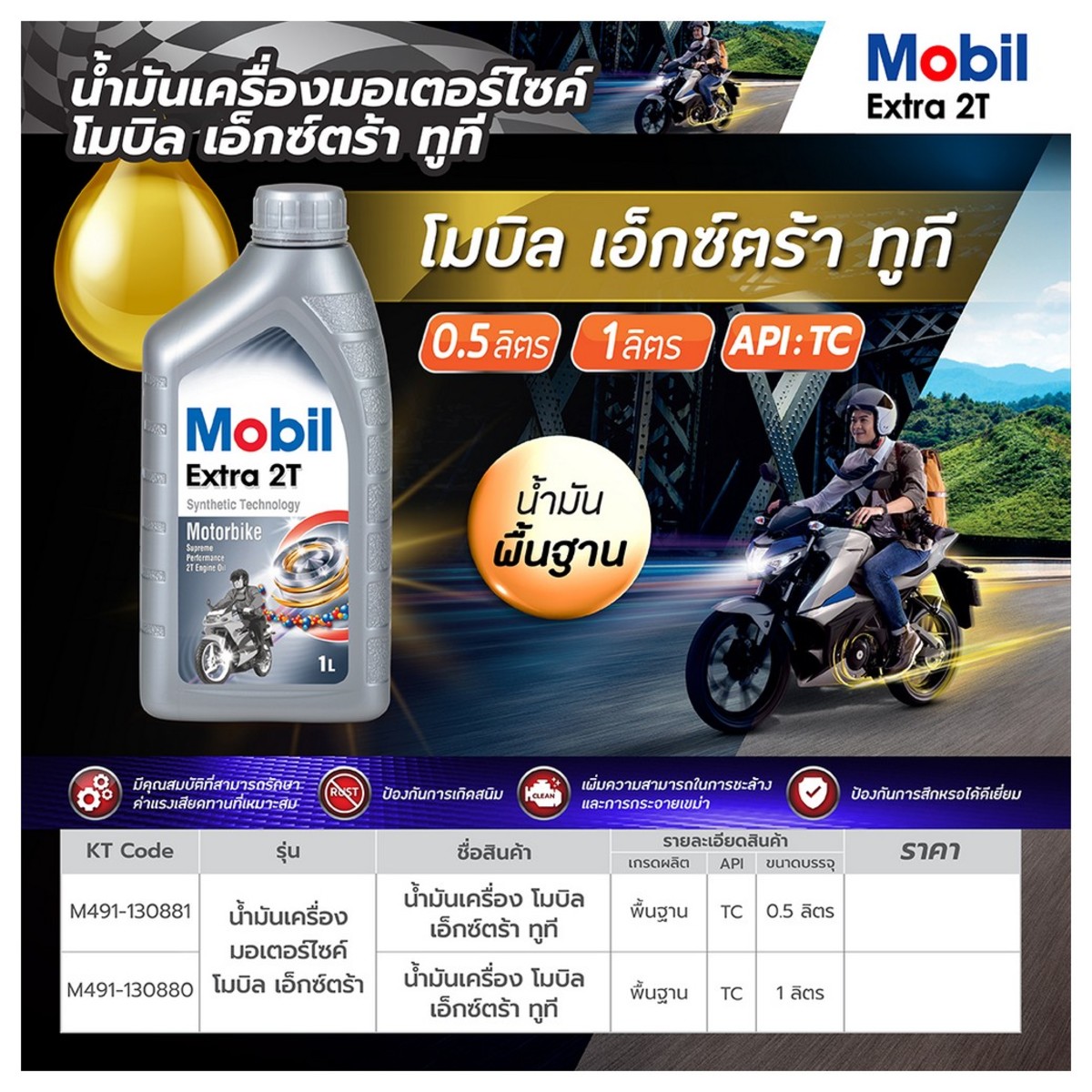 น้ำมันออโต้ลูป เอ็กซ์ตร้า EXTRA 2T-0.5L