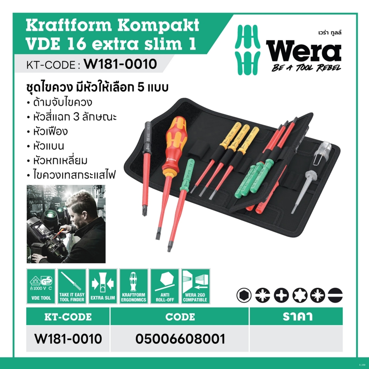 ชุดไขควง KRAFTFORM KOMPAKT VDE 16