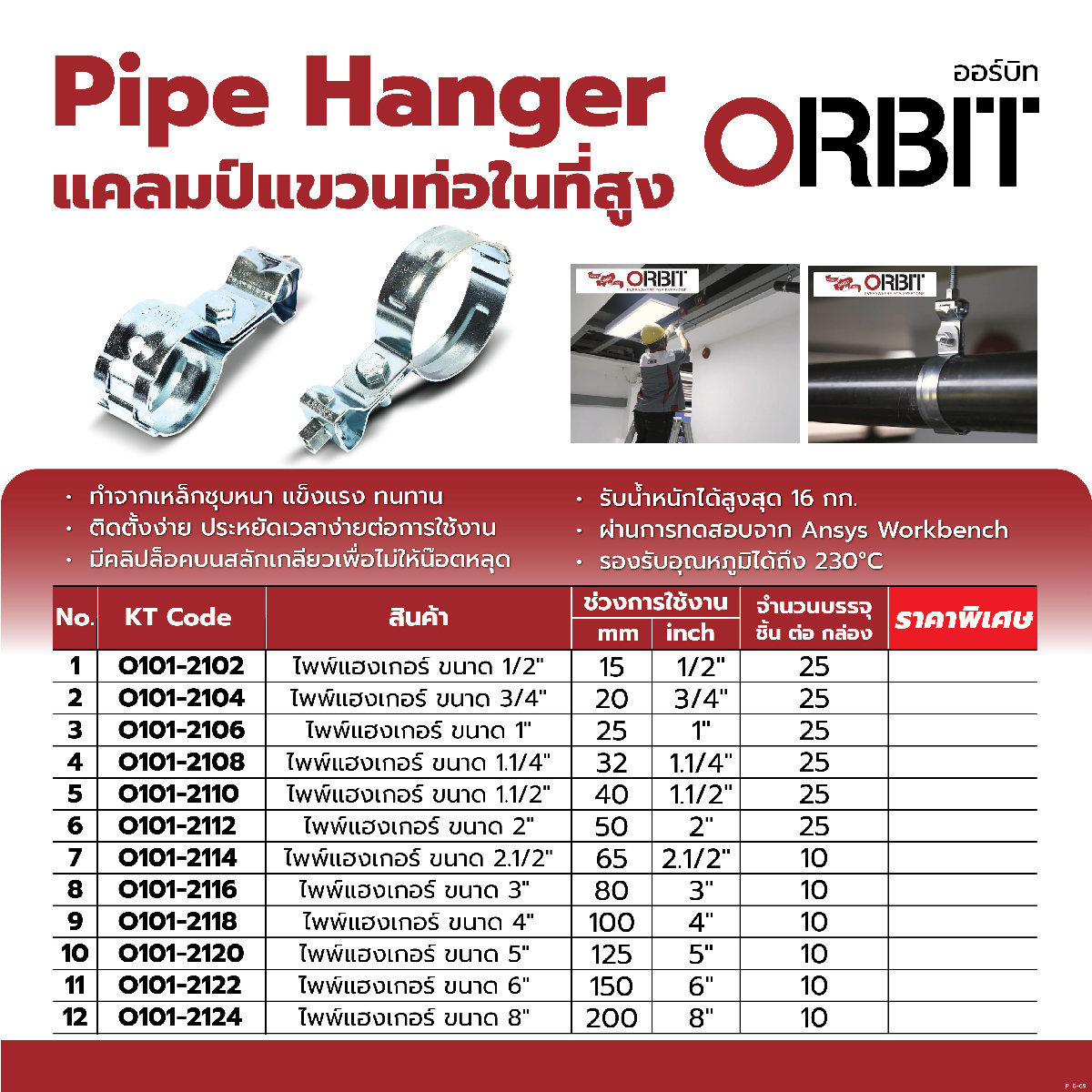 ไพพ์แฮงเกอร์แคลป์แขวนท่อ4 ,ODขนาด114.3MM
